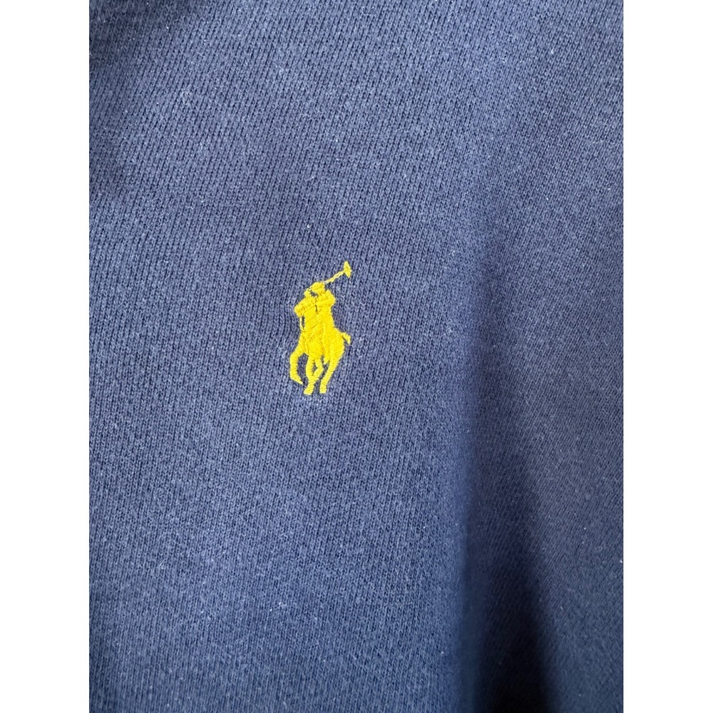 Polo Ralph Lauren Mens XXL Navy Blue Full Zip Fleece Hoodie Yellow Pony Logo 90s - Picture 3 of 7